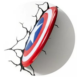 Deco Light Mural 3D Captain America + Thor's Hammer Lamp
