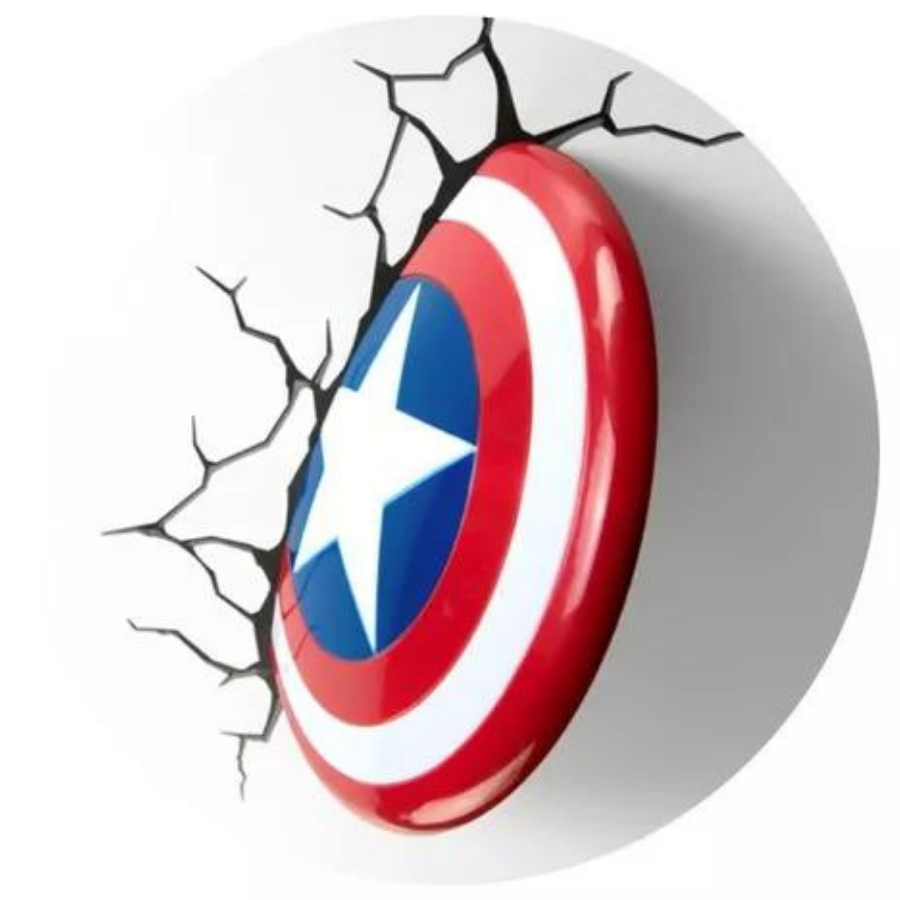 Deco Light Mural 3D Captain America + Thor's Hammer Lamp