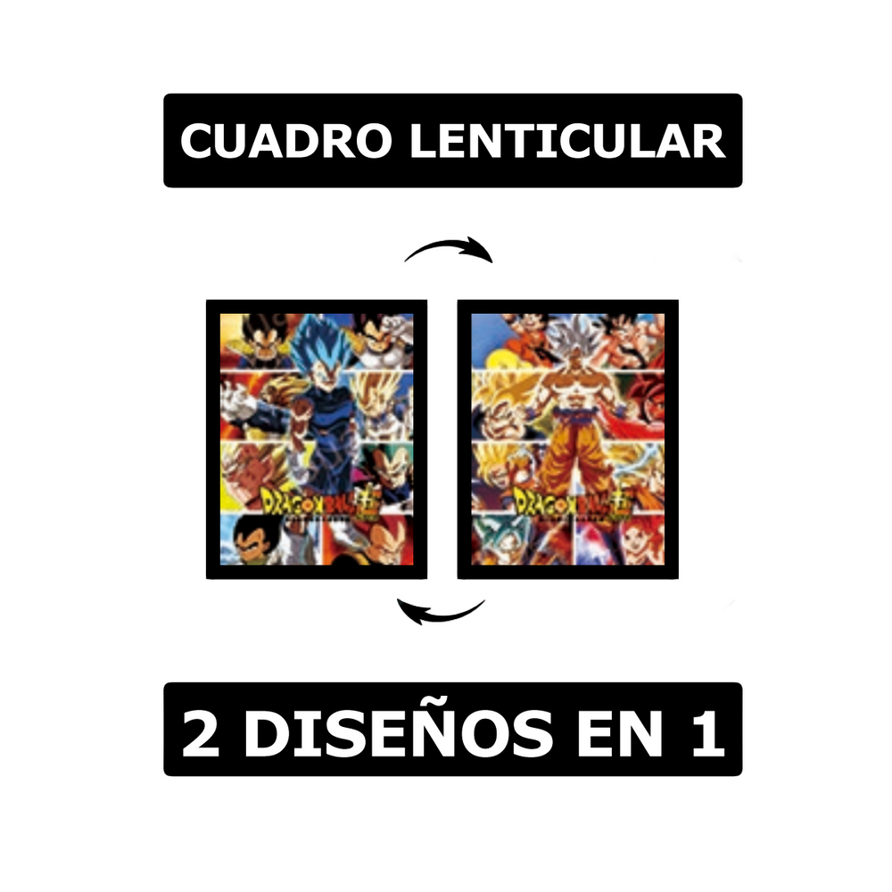 Cuadro Lenticular - Dragon Ball - Collage Vegeta y Goku