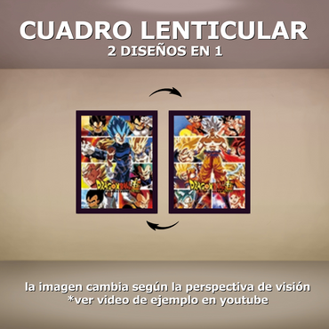 Cuadro Lenticular - Dragon Ball - Collage Vegeta y Goku