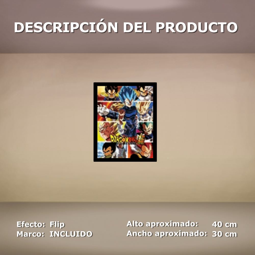 Cuadro Lenticular - Dragon Ball - Collage Vegeta y Goku