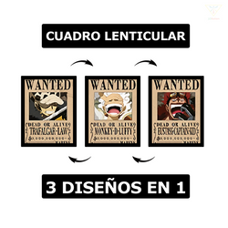 Cuadro Lenticular - One Piece - Se busca Luffy, Kid, Law