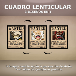 Cuadro Lenticular - One Piece - Se busca Luffy, Kid, Law