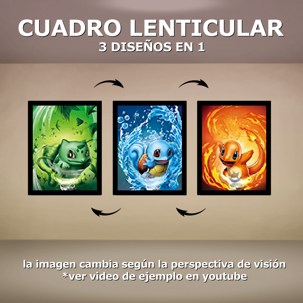 Cuadro Lenticular - Pokémon - Iniciales de Kanto