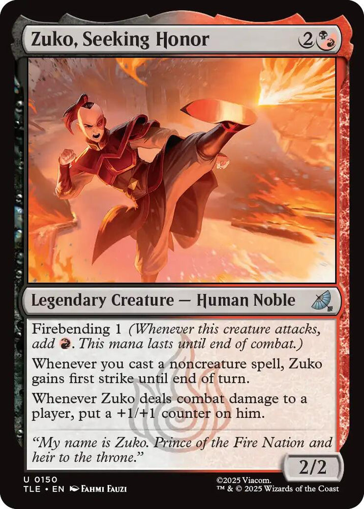 Zuko, Seeking Honor