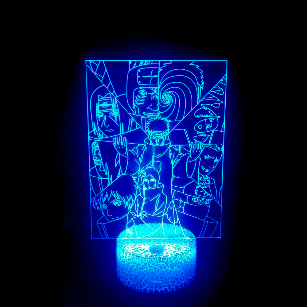 Lámpara Ilusión 3d Naruto Shippuden Akatsuki Base Agrietada