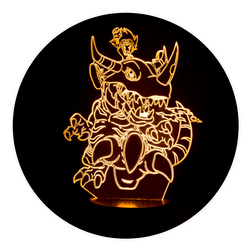 Lámpara Led Tai y Greymon Digimon Base Negra con Aplicación