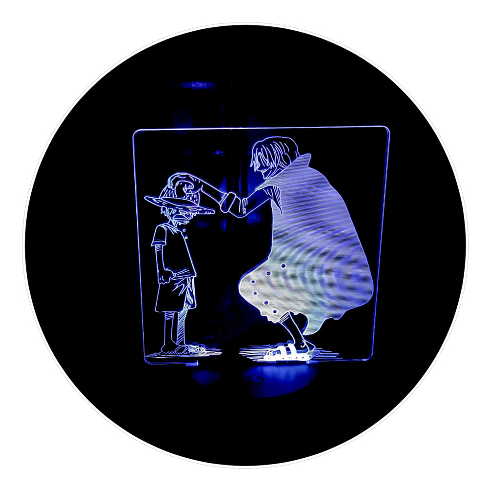 Lámpara Led Shanks y Luffy Base Negra con Aplicación