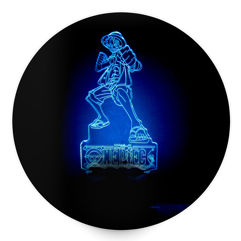 Lámpara Led Luffy One Piece Base Negra con Aplicación