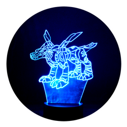 Lámpara Led Metalgarurumon Digimon Base Negra con Aplicación