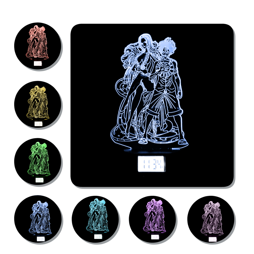 Lámpara Led Luffy y Boa One Piece Base Reloj con Alarma