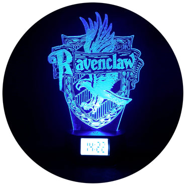 Lámpara 3d Ravenclaw Escudo Base Reloj con Alarma