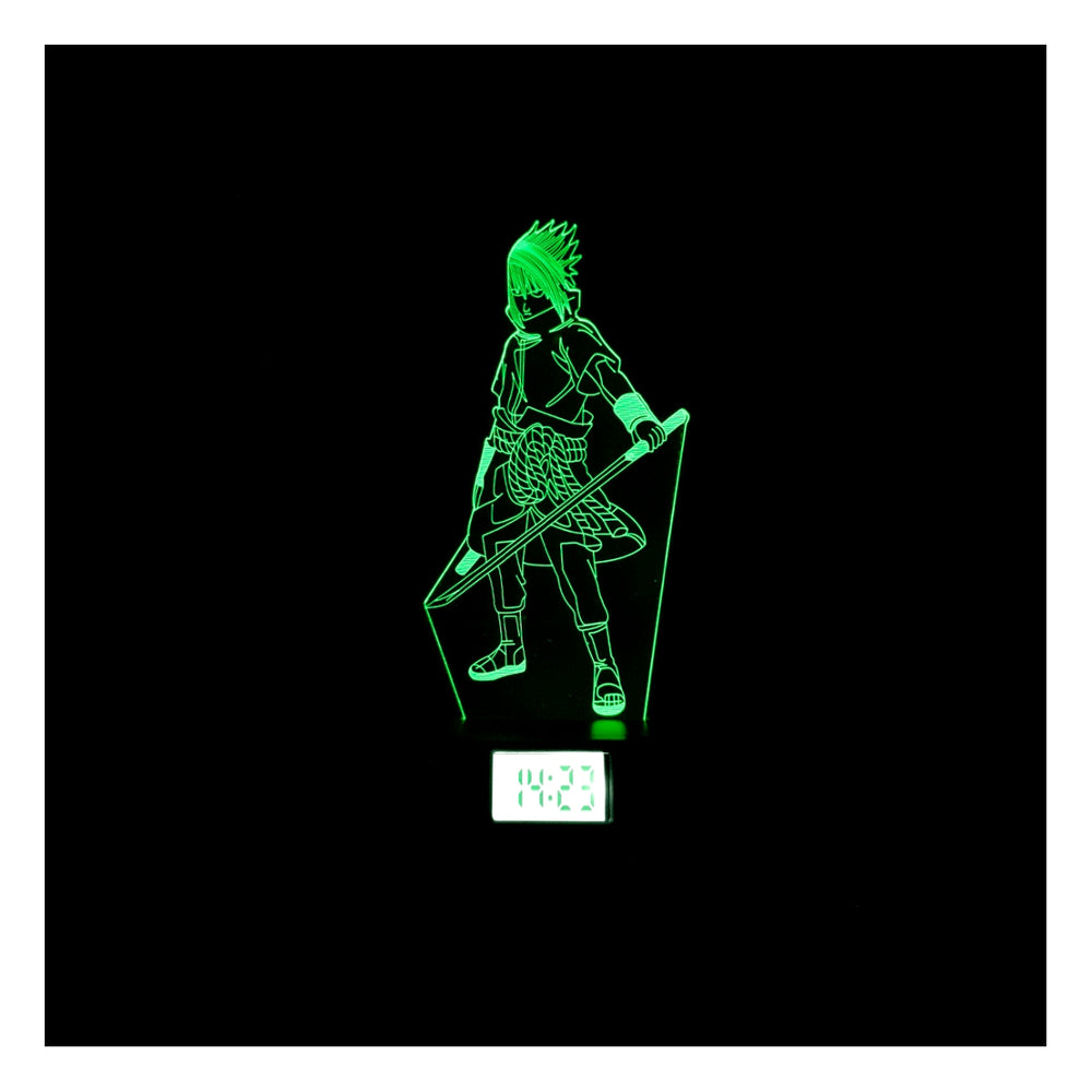 Lámpara 3d Sasuke Espada Base Reloj con Alarma