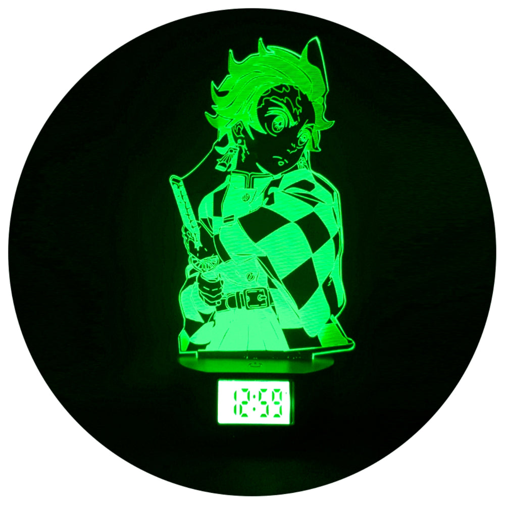 Lámpara 3d Tanjiro Kamado Base Reloj con Alarma