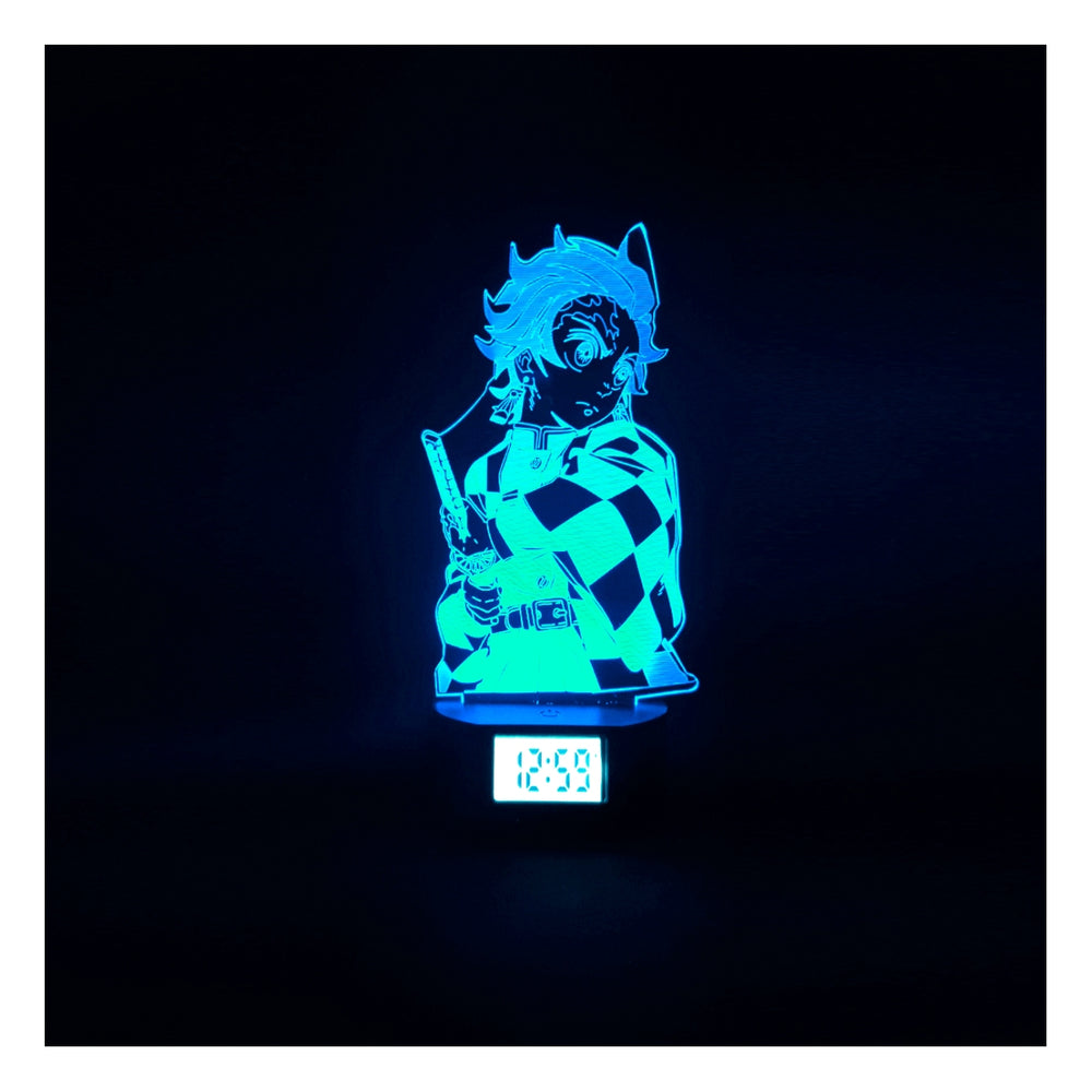 Lámpara 3d Tanjiro Kamado Base Reloj con Alarma