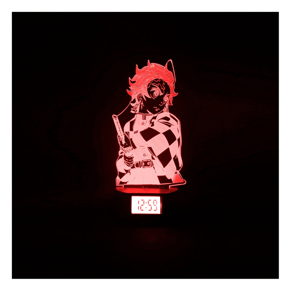 Lámpara 3d Tanjiro Kamado Base Reloj con Alarma