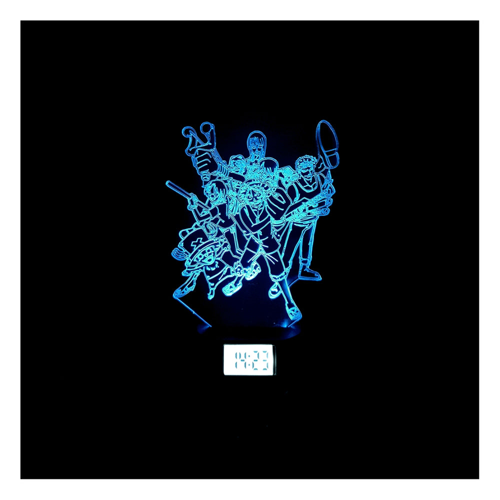 Lámpara Led One Piece Piratas de Sombrero de Paja Base Reloj con Alarma