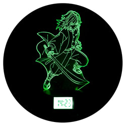 Lámpara 3d Tomioka Kimetsu Base Reloj con Alarma