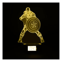 Lámpara Led Capitán America Escudo Base Reloj
