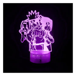 Lámpara Ilusión 3d Naruto, Sasuke y Sakura Base Agrietada