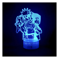 Lámpara Ilusión 3d Naruto, Sasuke y Sakura Base Agrietada