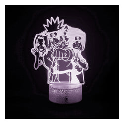 Lámpara Ilusión 3d Naruto, Sasuke y Sakura Base Agrietada