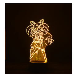 Lámpara Ilusión 3d Sailor Chibi Moon Base Negra