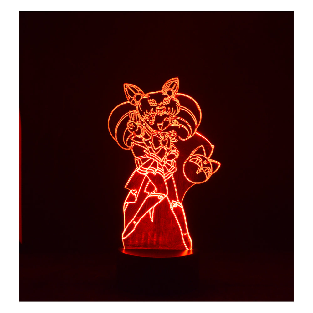 Lámpara Ilusión 3d Sailor Chibi Moon Base Negra