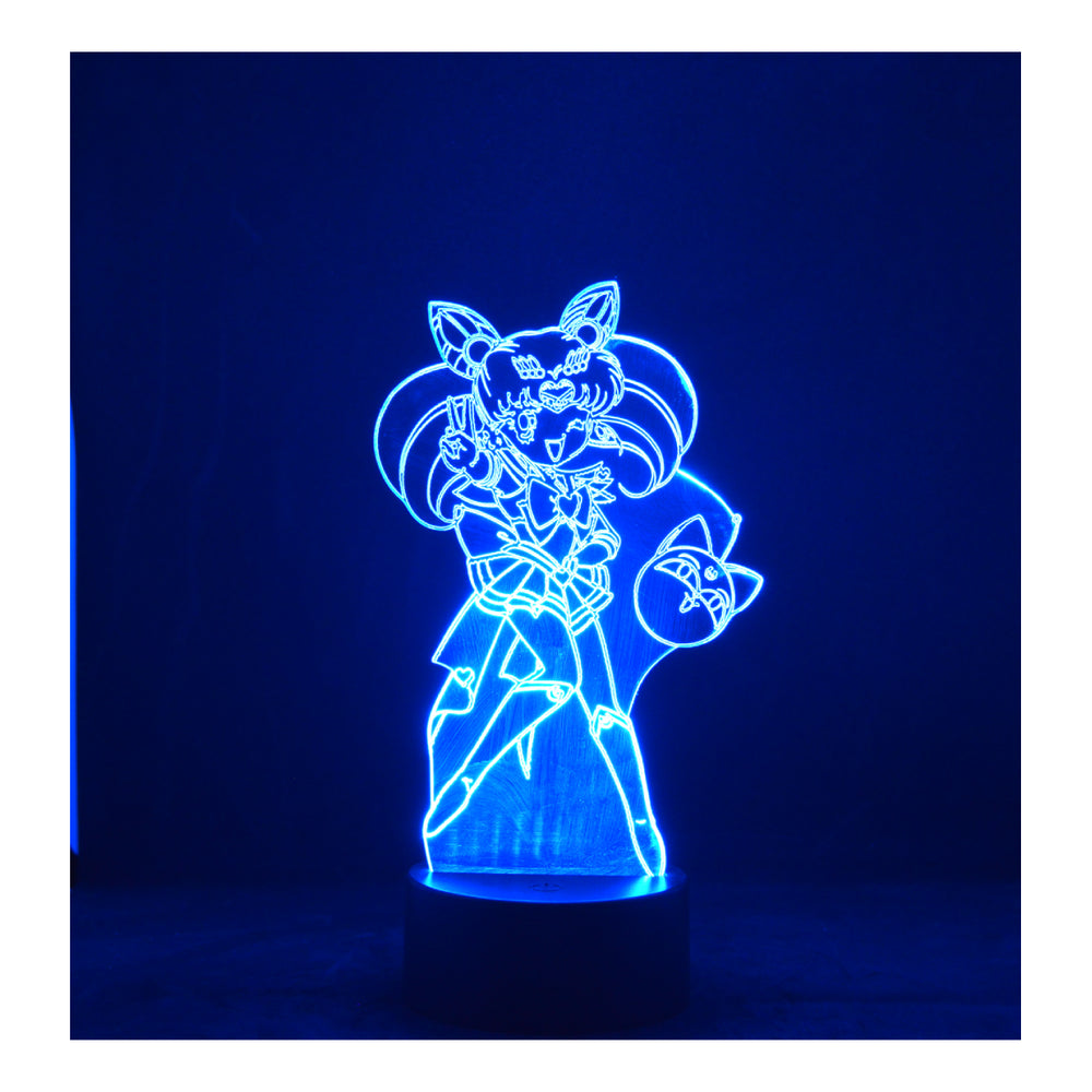 Lámpara Ilusión 3d Sailor Chibi Moon Base Negra