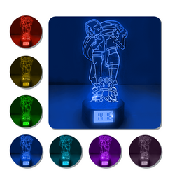 Lámpara Led Team Rocket  Base Reloj con Alarma