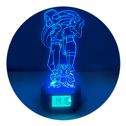 Lámpara Led Team Rocket  Base Reloj con Alarma