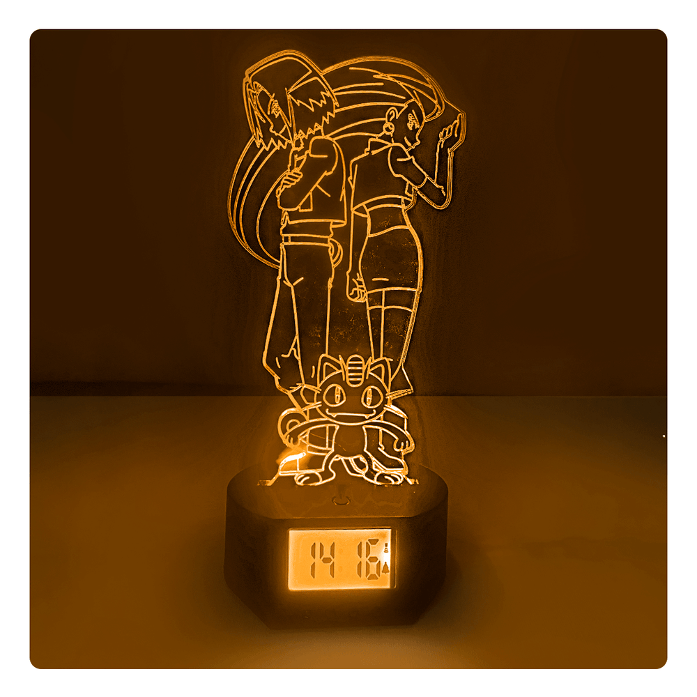 Lámpara Led Team Rocket  Base Reloj con Alarma