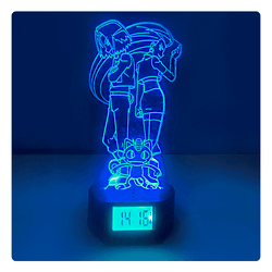Lámpara Led Team Rocket  Base Reloj con Alarma