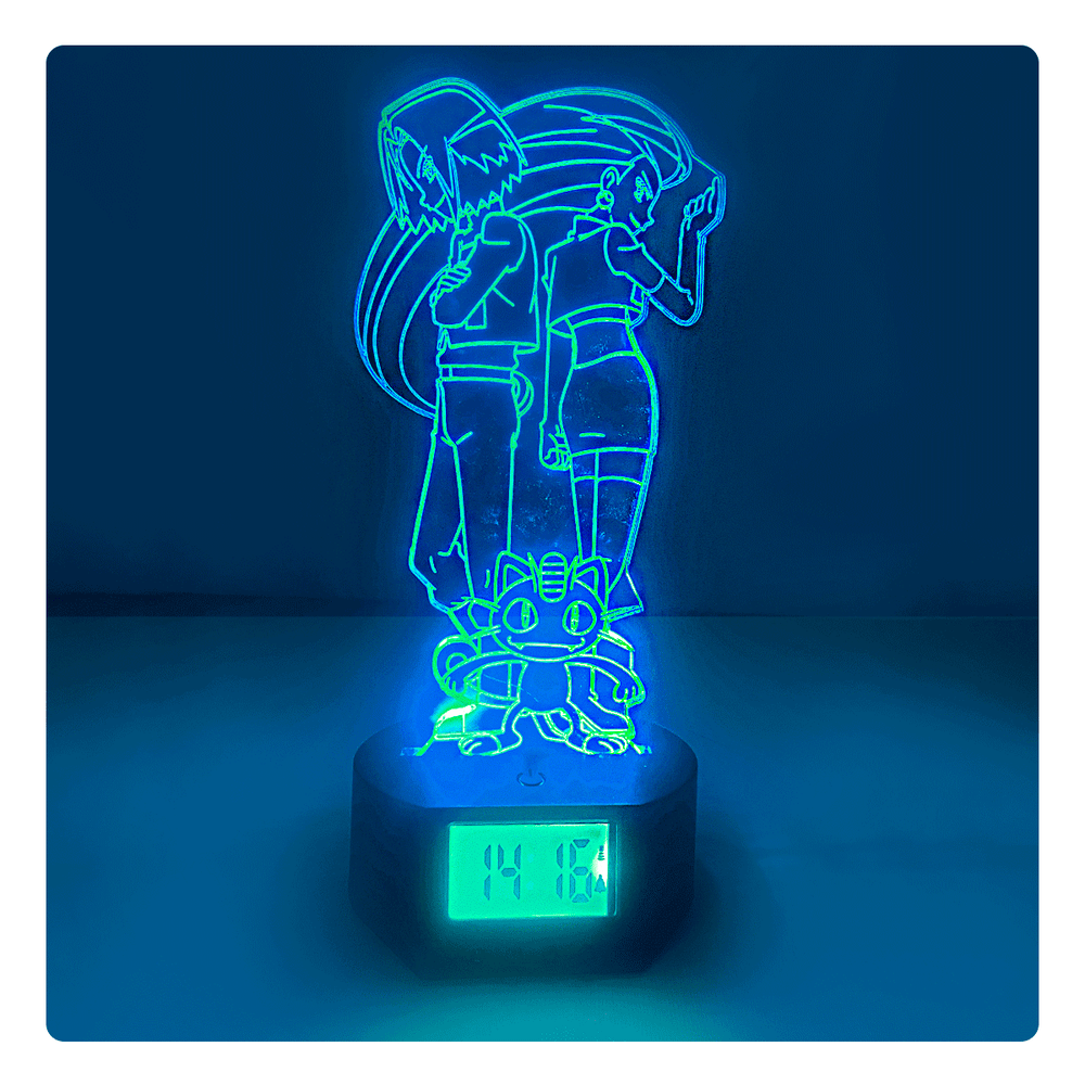 Lámpara Led Team Rocket  Base Reloj con Alarma