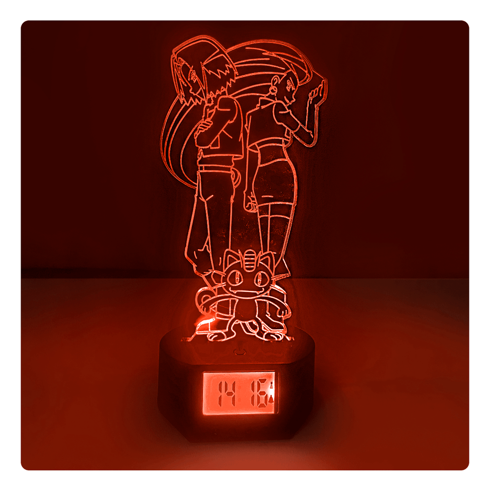 Lámpara Led Team Rocket  Base Reloj con Alarma