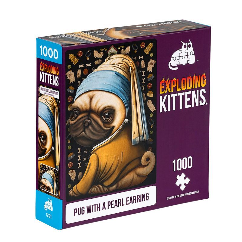 Puzzle Exploding Kittens 1000 piezas: Pug with a Pearl Earring